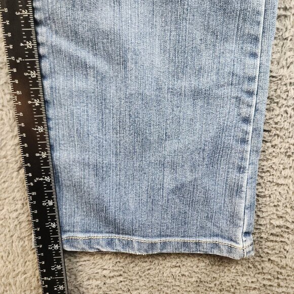 Womens Y2K High Rise Bootcut Jeans Size 12 Blue Embellished Pockets Light Stretc - Picture 8 of 11